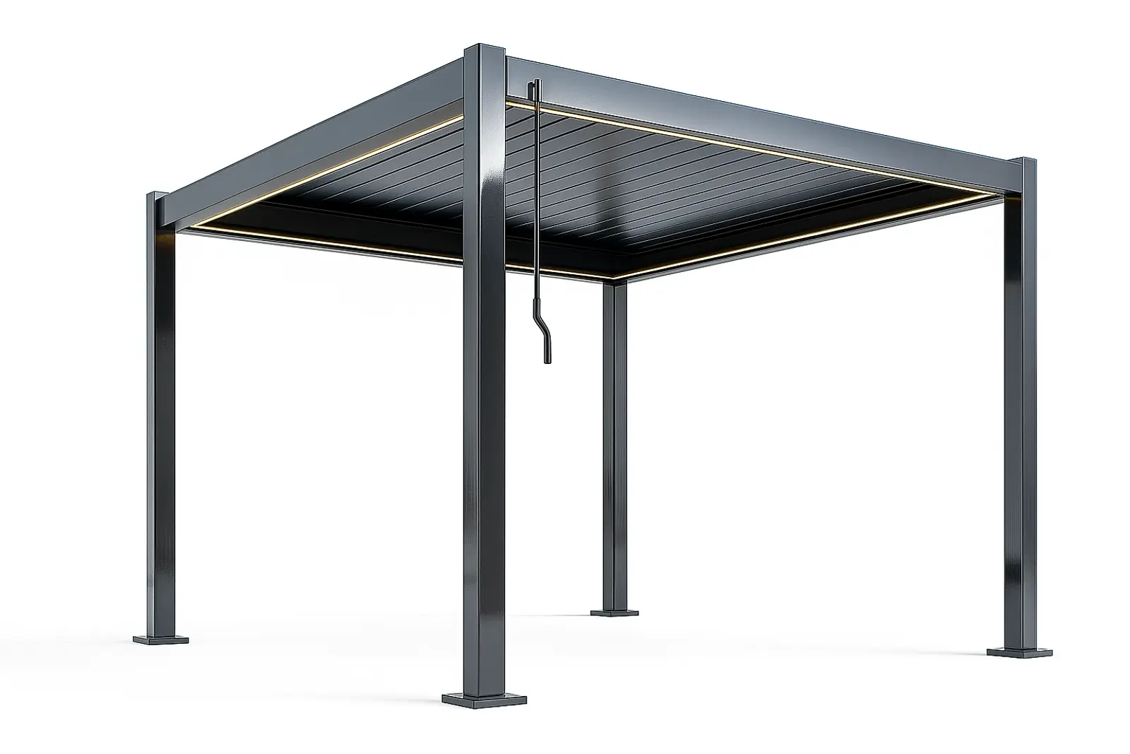 Bioklimatikus Pergola X 2.0, alumínium, LED meleg fény, antracit szürke, 3x3m